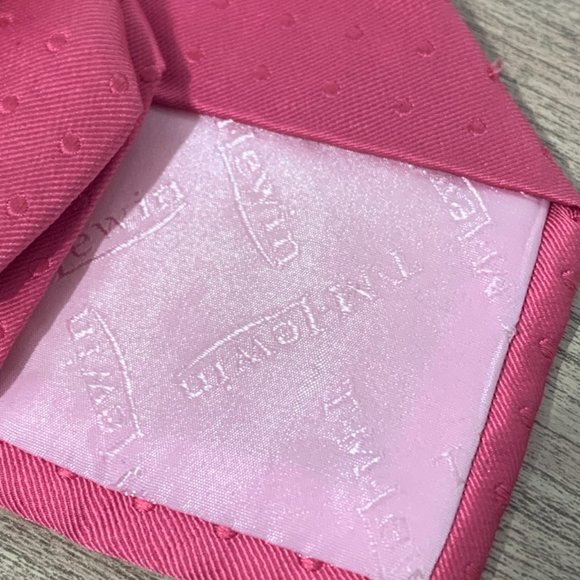 TM LEWIN Pink Polka Dot Silk Neck Tie - Picture 5 of 7